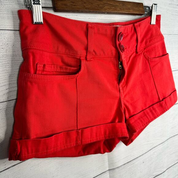 Bella Dahl Womens size 25 High Waist Cuffed Shorts Red - Picture 4 of 8
